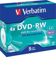 DVD-RW Jewelcase 5 Discs VERBATIM 43285(VE5)