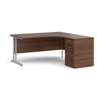 Maestro 25 right hand ergonomic desk 1600mm with silver cantilever frame and des