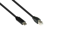 kabelmeister® Anschlusskabel USB 2.0, USB-C™ Stecker an USB 2.0 B Stecker, CU, schwarz, 5m