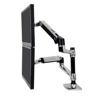 LX REDESIGN DUAL ARM POLE MOUN LX Series Dual Stacking Arm, 18.1 kg, 61 cm (24"), 75 x 75 mm, 100 x 100 mm, Height adjustment, Silver