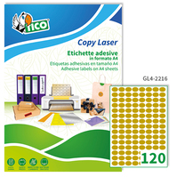 Etichette Adesive Ovali Tico - 22x16 mm - GL4-2216 (Oro Satinato Conf. 100)