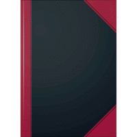 Notizbuch A4 blanko 96 Blatt 60g/qm Karton kaschiert schwarz mit roten Ecken