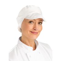 Whites Chefs Clothing Unisex Bakers Cap with Snood in White Uniform - One Size