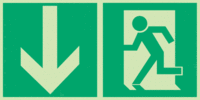 Wandschild - Rettungsweg/Notausgang mit Richtungspfeil, gerade, Grün, Eloxiert