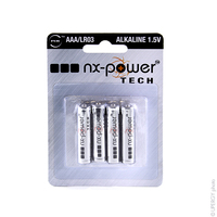 Blister(s) x 4 Pile alcaline blister x4 LR03 - AAA Nx-Power Tech 1.5V 1.46Ah