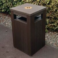 Square wooden litter bin