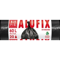 Alufix szemeteszsák, HDPE polietilen, 60 l, fekete, 20 db/tekercs