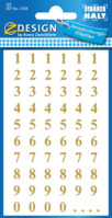 Zahlen-Etiketten, Folie, Zahlen 0-9, gold, 124 Aufkleber
