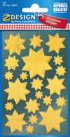 Weihnachtssticker, Glanzpapier, Sterne, gold, 42 Aufkleber