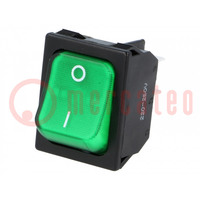 ROCKER; DPST; Pos: 2; ON-OFF; 10A/250VAC; green; neon lamp; 250V