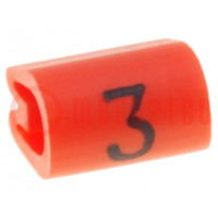 Oznaczniki; Oznaczenie: 3; 3,4÷5,7mm; PVC; pomarańczowy; -45÷70°C
