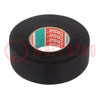 Tape: textiel; W: 25mm; L: 25m; Thk: 0,16mm; Automotive; rubber; zwart