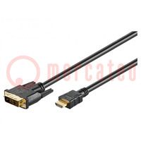 Kábel; HDMI 1.4; DVI-D (18+1) dugó,HDMI dugó; 1m; fekete