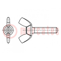 Screw; M4x40; 0.7; Head: wing; steel; zinc; DIN 316; 40mm