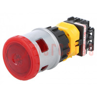 Interruptor: de emergencia; 30mm; Pos.estab: 2; NC x3; rojo; LED