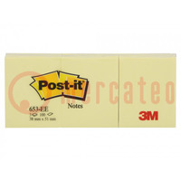 Sticky notes; 38x51mm; yellow; 3pcs.