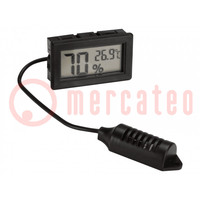 Multiméter: Hőmérő-higrométer; digitális; panelre; LCD; Hossz: 1m