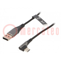 Cable; USB 2.0; USB A enchufe,USB C conector angular; niquelado