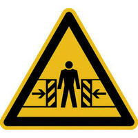 Warnung vor Quetschgefahr Warnschild, selbstkl. Folie , Größe 31,50cm DIN EN ISO 7010 W019 ASR A1.3 W019