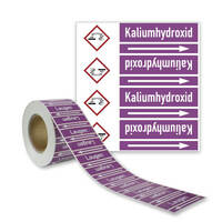 SafetyMarking Rohrleitungsband, Kaliumhydroxid, violett, DIN 2403, Länge 33m