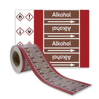 SafetyMarking Rohrleitungsband, Alkohol, Gruppe 8, braun, DIN 2403, Länge 33m