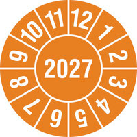 Prüfplaketten als Einzeletiekett, mit 4-stelliger Jahreszahl, selbstklebend, 3,0 Version: 2027 - Prüfplakette 2027