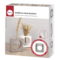 Verpackungsfoto: Silikon Gießform Vase Quadrat mit Kreis