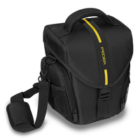 PEDEA Kameratasche Gr. L ESSEX Foto Tasche mit Regenschutz und Zubehörfächer, schwarz/gelb