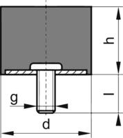 Gummi-Metall-Puffer Aus.D50 x 20mm M10x28