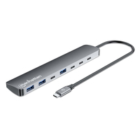 Manhattan USB-C dock/hub, poorten (7): USB-A (3×) en USB-C (4×), met Power Delivery (PD) 100 W - vereist een externe USB-C-lader (niet inbegrepen). USB-gevoed (geen externe voed...
