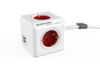 Allocacoc PowerCube Extended USB elektromos elosztó 1,5 M 4 AC kimenet(ek) Beltéri Vörös, Fehér