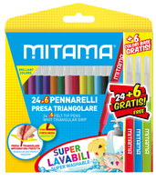 Mitama Pennarelli Super Lavabili Presa Triangolare pz. 24 szövegkiemelő 30 dB Többszínű Finomhegyű