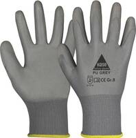 5-Finger Montagehandschuh Hase PU Grey, Gr. 8/L grau, Polyesterstrick, Soft-PU-Beschichtung, Strickbund, EN 388 (3131)