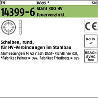 EN 14399 -6 Stahl 12 Scheiben -P-, tZn tZn VE=S
