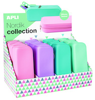 Piórnik APLI Nordik, Soft Touch, 185x75x55 mm, silikonowy, mix kolorów pastel