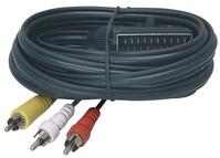 EGB Kabel Scart-Stecker/3x Cinch-Stecker 2m Stereoton-Video,Signalfluß umschaltb.