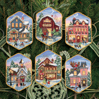 Counted Cross Stitch Kit: Decorations: Christmas Village: Set of 6