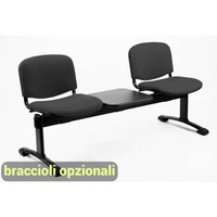 Panca 2 posti attesa Unisit Dado D52PT con tavolino - rivestimento Eco grigio scuro - D52PT/ET