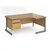 Contract 25 right hand ergonomic desk with 2 drawer pedestal and graphite cantilever leg 1600mm - oak top