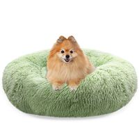 BLUZELLE Dog Bed for Small Dogs & Cats, 24" Donut Dog Bed Washable, Round Plush Dog Pillow Fluffy Cat Bed Cat Pillow, Calming Pet Mattress Soft Pad Comfort No-Skid Mint Green