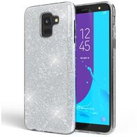 NALIA Custodia compatibile con Samsung Galaxy J6, Clear Glitter Copertura in Silicone Protezione Sottile Telefono Cellulare, Slim Gel Cover Case Protettiva Scintillio Bumper Arg...