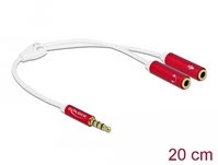 Headset Adapter 1 x 3,5 mm 4 Pin Klinkenstecker zu 2 x 3,5 mm 4 Pin Klinkenbuchse mit Textilummantel