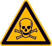 Znak ostrzegawczy folia „Ostrzeżenie przed subst.toksycz.”, dł. boku 100mm