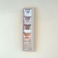 Wall mounted coloured leaflet dispensers - 4 x ? A4 pockets, grey