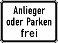 Verkehrszeichen VZ 1020-31 Anlieger oder Parken frei, 450 x 600, 2mm flach, RA 1