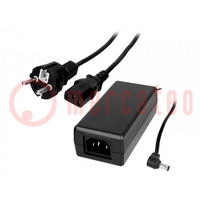 Power supply: switched-mode; 24VDC; 2.7A; Out: 5,5/2,5; 65W; 0÷40°C