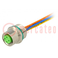 Tomacorriente; M12; PIN: 4; hembra; código D-Ethernet; para panel