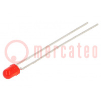LED; 3mm; red; 4÷15mcd; 30°; Front: convex; 2÷3V; No.of term: 2