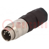 Connector: M16; plug; male; soldering; for cable; PIN: 5; 5A; 100V