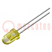 LED; 5mm; giallo; 14400÷18000mcd; 30°; Frontale: convesso; 1,8÷2,6V